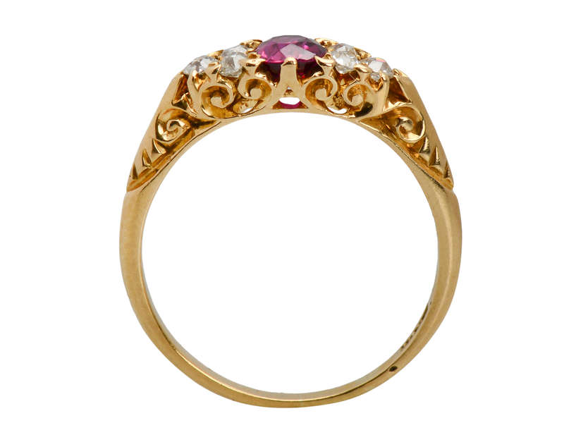 Antique 18k Gold Ruby Diamond Ring