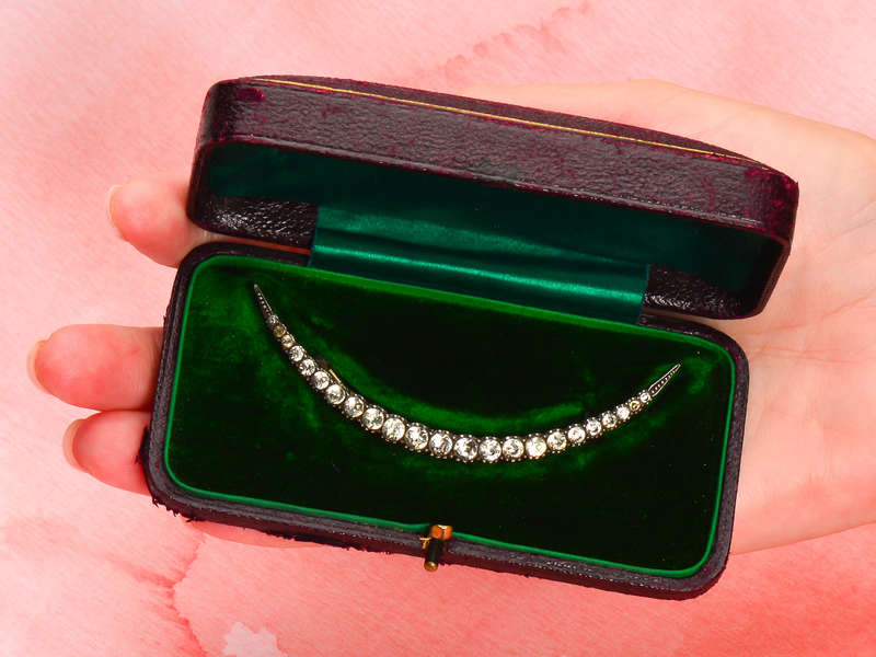 Antique Paste Crescent Moon in Original Box