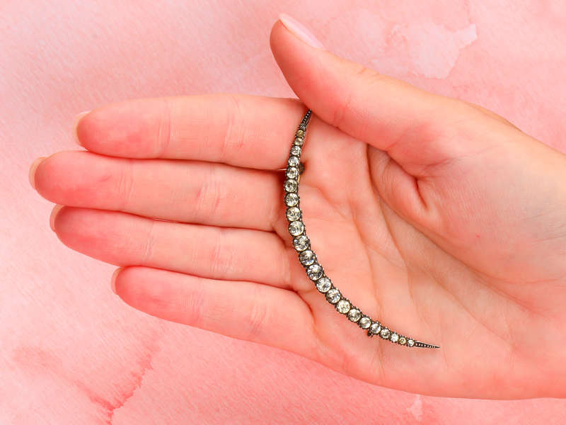 Antique Paste Crescent Moon in Original Box