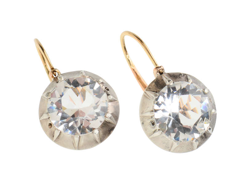 Antique Victorian Paste Solitaire Earrings