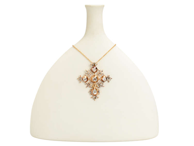 Georgian Black Dot Paste Rose Gold Pendant