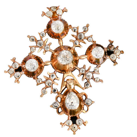Georgian Black Dot Paste Rose Gold Pendant