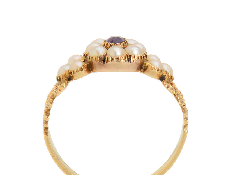 Georgian Natural Pearl Amethyst Ring