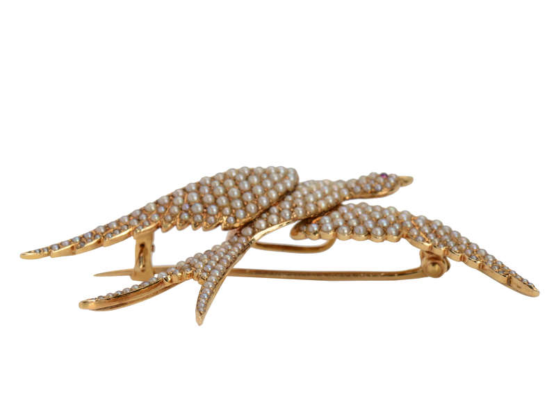 In Flight - Natural Pearl Swallow Brooch