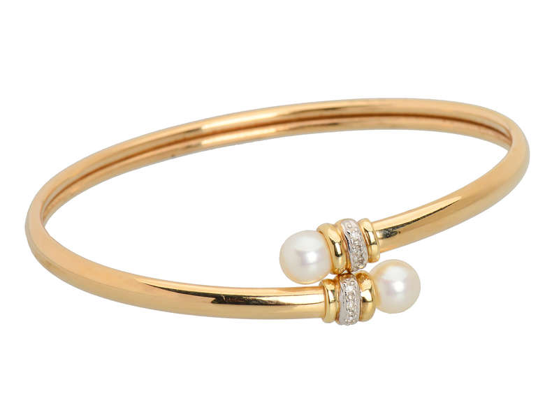 Vintage Pearl Diamond Bypass Bracelet