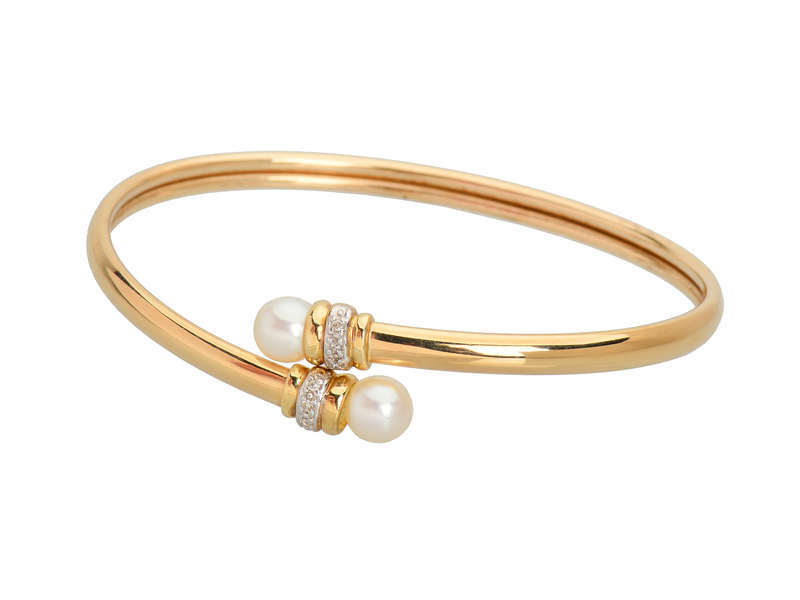Vintage Pearl Diamond Bypass Bracelet
