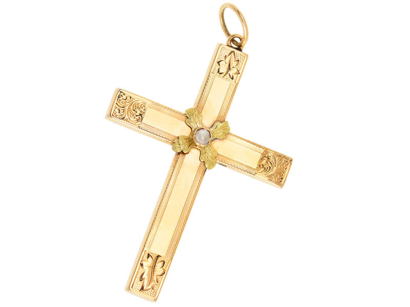 Antique Rose Cut Diamond Gold Cross