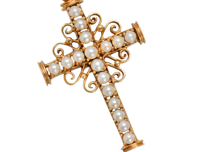 Devotional Estate Cultured Pearl Cross