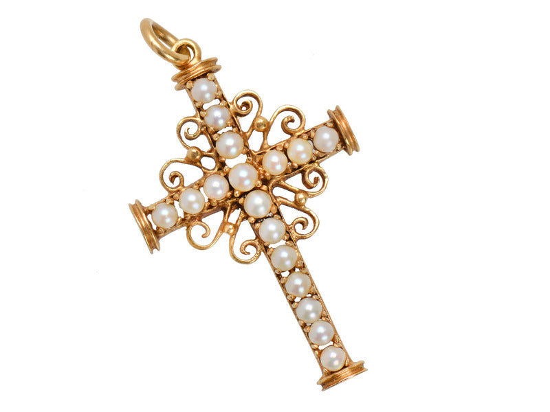 Devotional Estate Cultured Pearl Cross