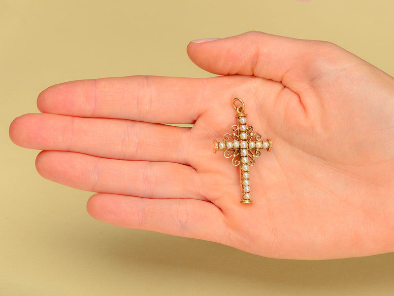 Devotional Estate Cultured Pearl Cross