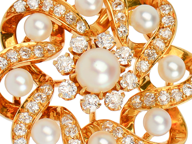 Vintage Diamond Pearl Pendant & Chain