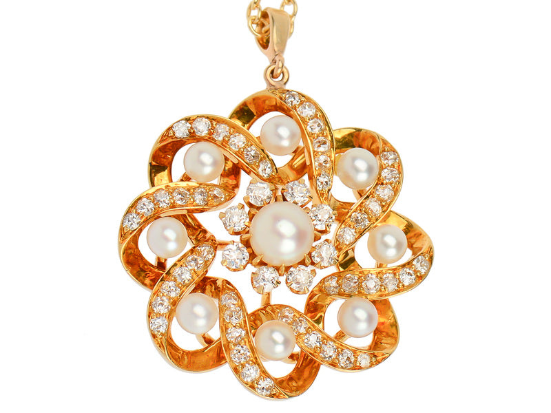 Vintage Diamond Pearl Pendant & Chain