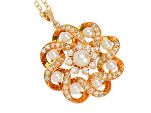 Vintage Diamond Pearl Pendant & Chain