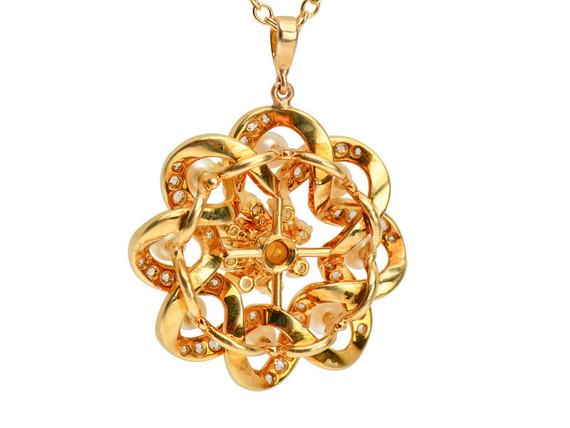 Vintage Diamond Pearl Pendant & Chain