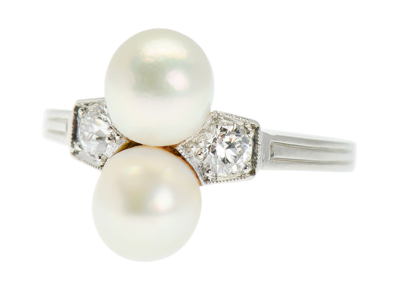 Art Deco Elegant Natural Saltwater Pearl Ring