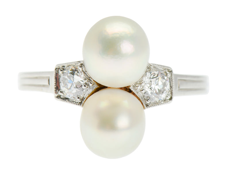 Art Deco Elegant Natural Saltwater Pearl Ring
