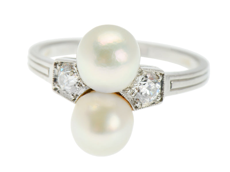Art Deco Elegant Natural Saltwater Pearl Ring