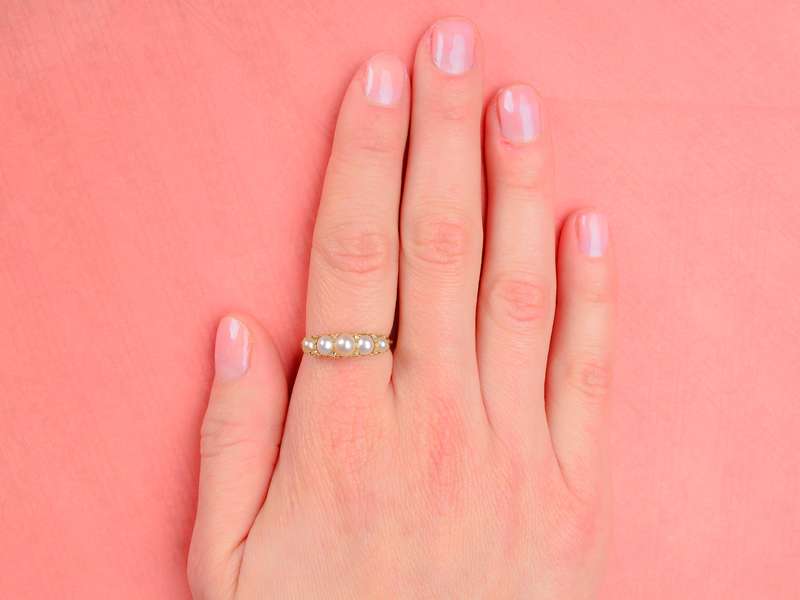 Edwardian Antique Natural Saltwater Pearl Diamond Ring