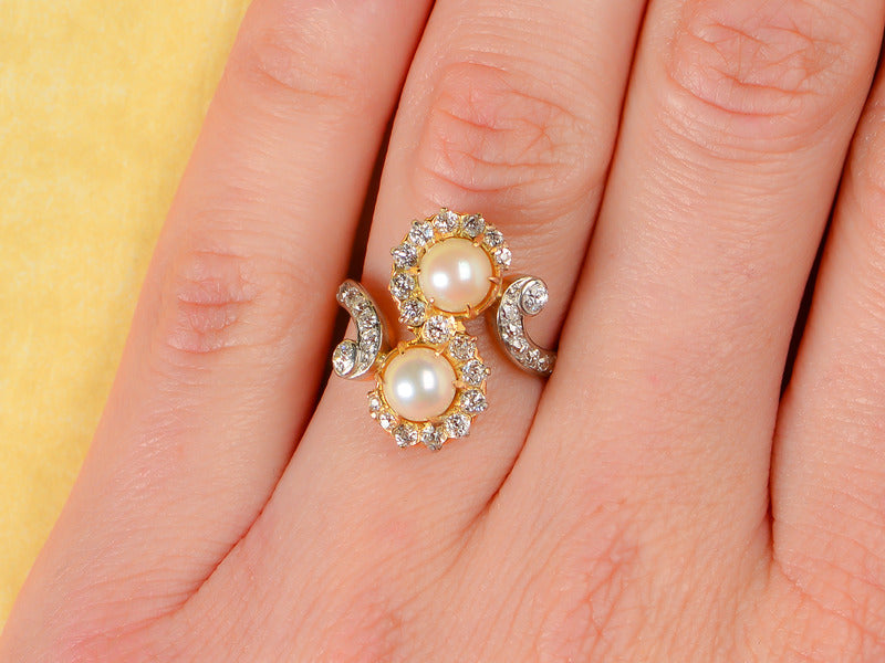 Antique Pearl Diamond Ring - True Elegance