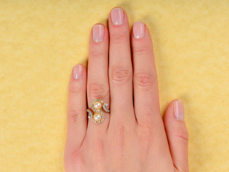 Antique Pearl Diamond Ring - True Elegance