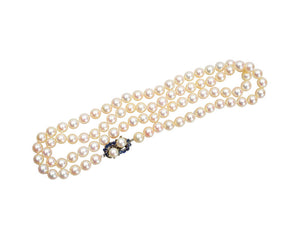 Vintage Sapphire & Akoya Pearl Necklace