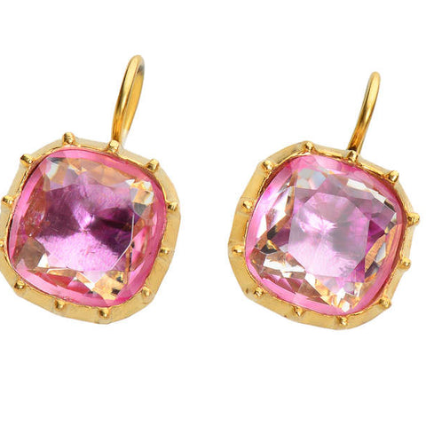 Georgian Inspired Pink Rock Crystal Earrings