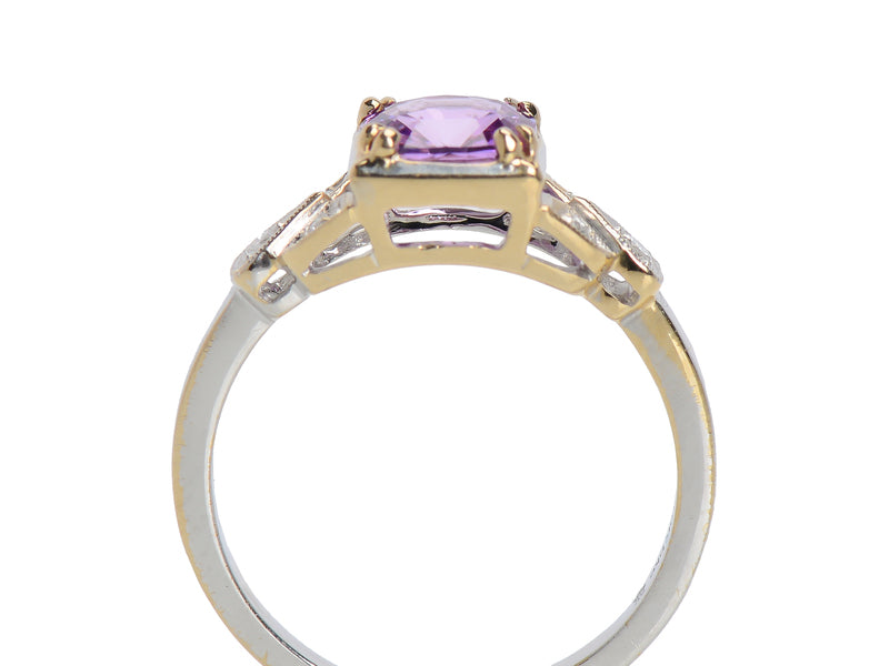 Natural Purple Pink Sapphire Diamond Ring
