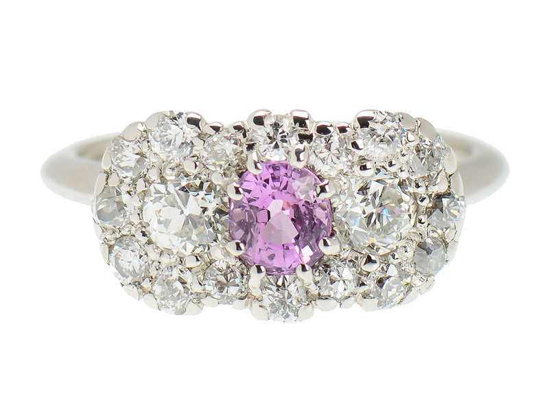 Art Deco Pink Sapphire Engagement Ring