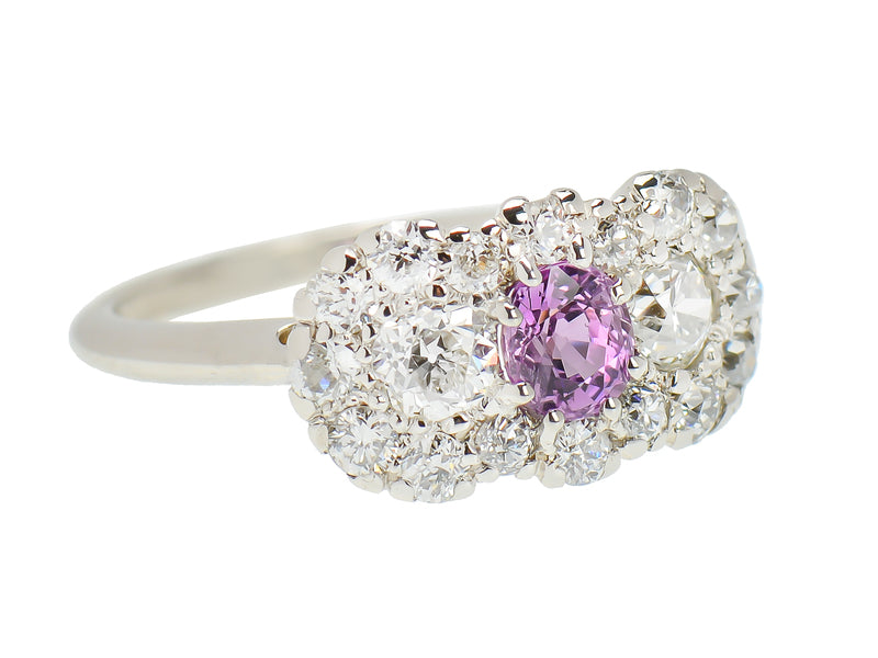 Art Deco Pink Sapphire Engagement Ring