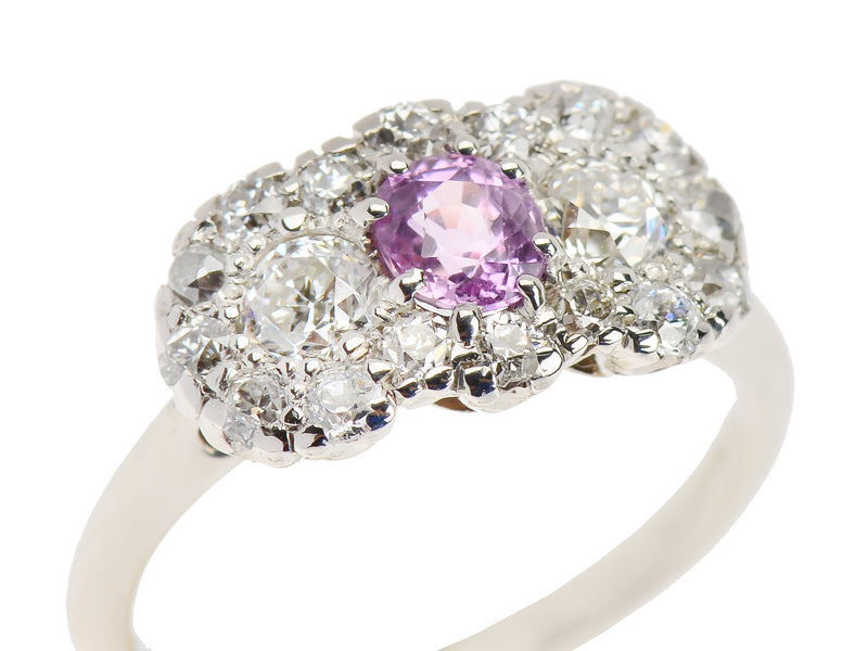 Art Deco Pink Sapphire Engagement Ring