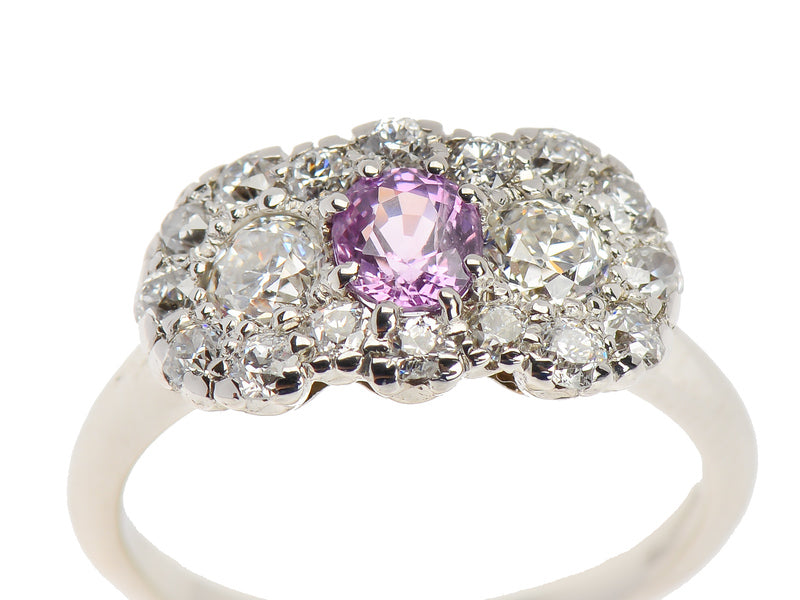 Art Deco Pink Sapphire Engagement Ring