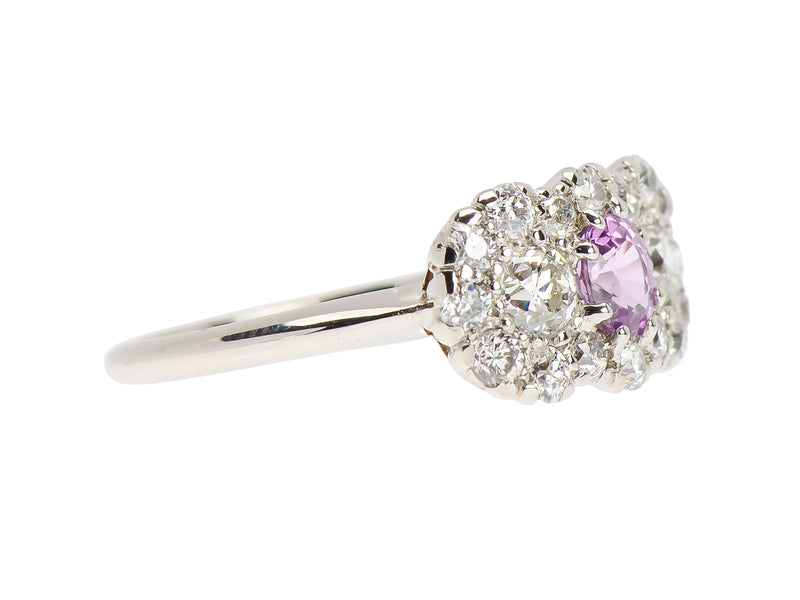 Art Deco Pink Sapphire Engagement Ring