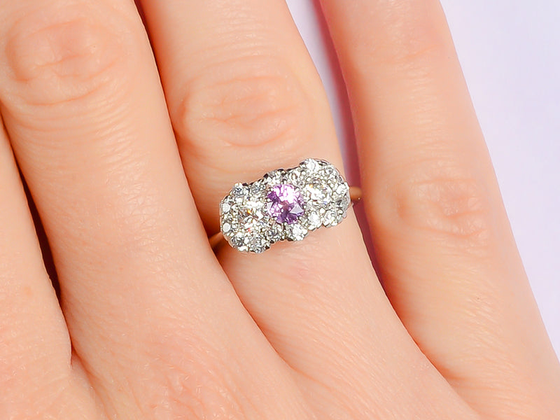 Art Deco Pink Sapphire Engagement Ring
