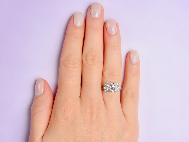 Art Deco Pink Sapphire Engagement Ring