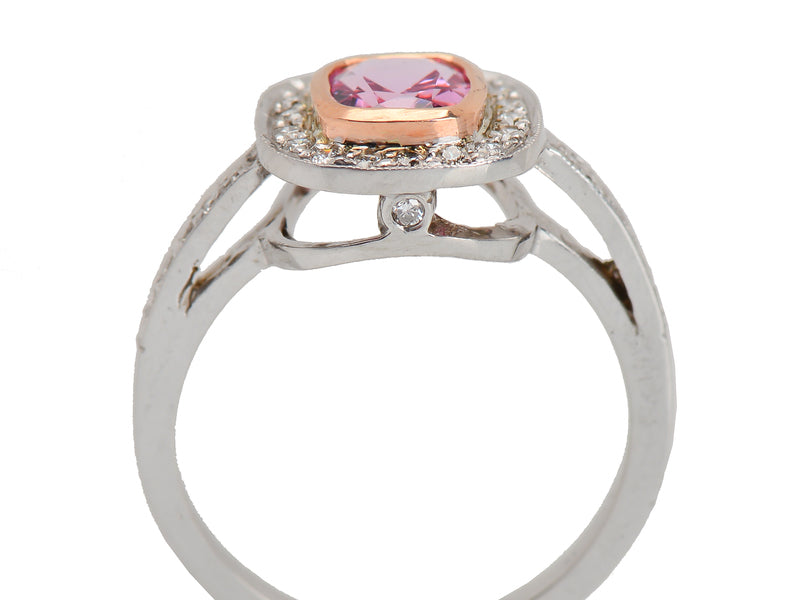 Estate Halo Pink Spinel Diamond Ring