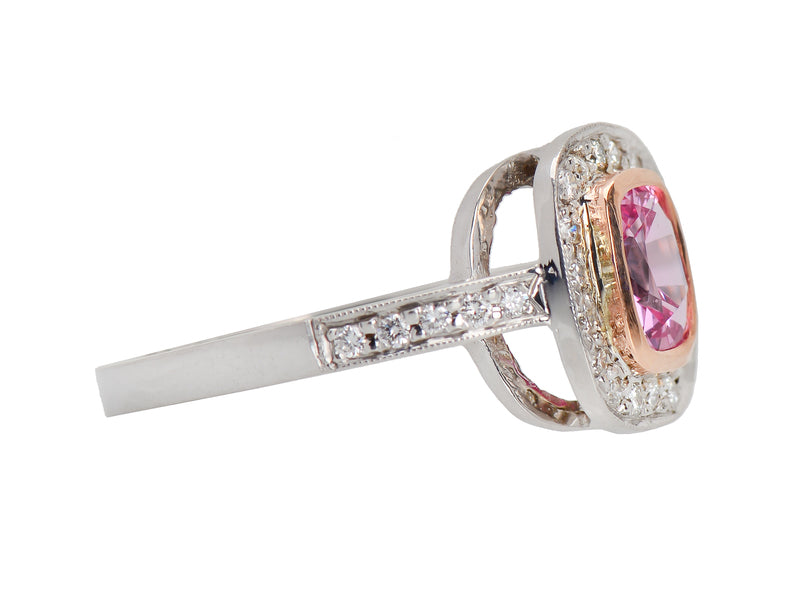 Estate Halo Pink Spinel Diamond Ring
