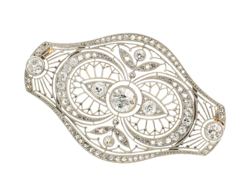 Belle Époque French Diamond Brooch in Box