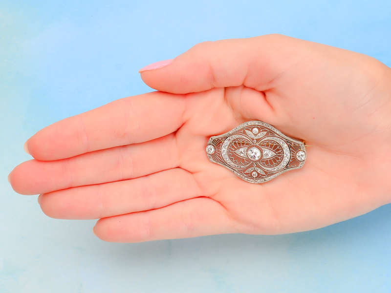 Belle Époque French Diamond Brooch in Box