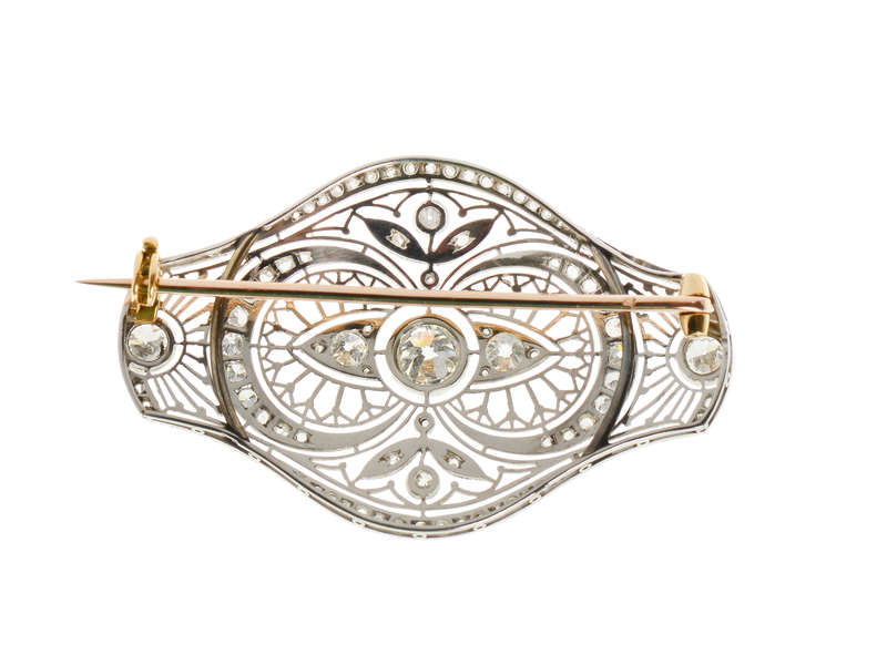 Belle Époque French Diamond Brooch in Box