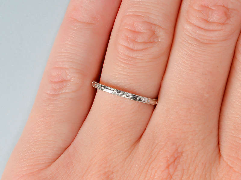Platinum Patterned Antique Wedding Band of 1935
