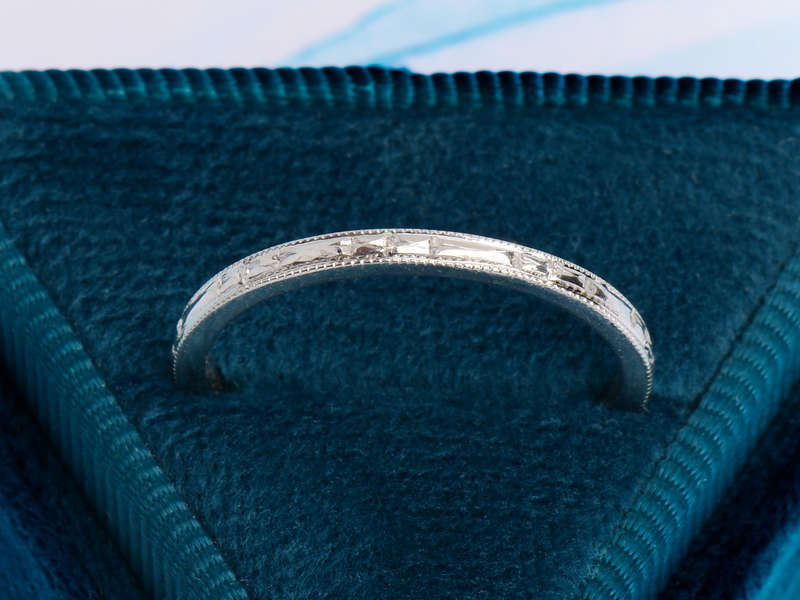 Platinum Patterned Antique Wedding Band of 1935