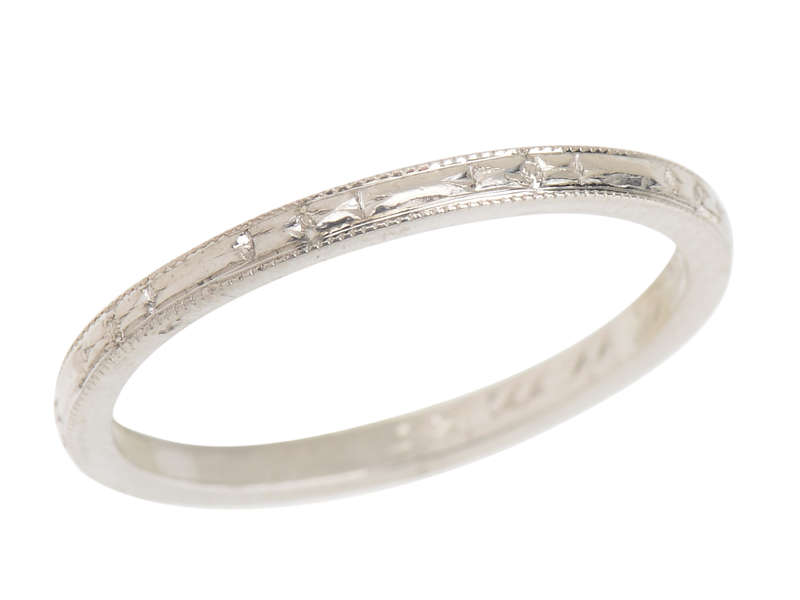 Platinum Patterned Antique Wedding Band of 1935