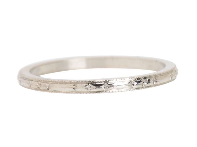 Platinum Patterned Antique Wedding Band of 1935