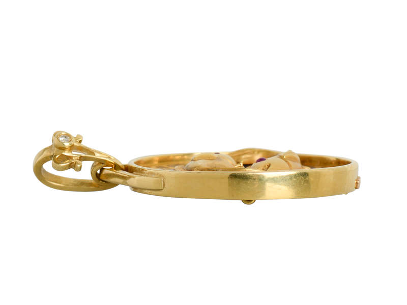 Plique a Jour Enamel Zodiac Pisces Pendant