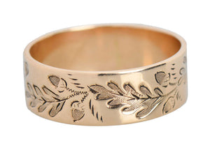 Symbolic Acorn & Oak Leaf Victorian Wedding Band