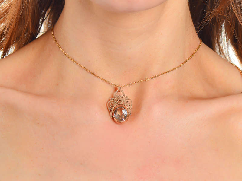 Antique Rock Crystal Spinner Fob Pendant