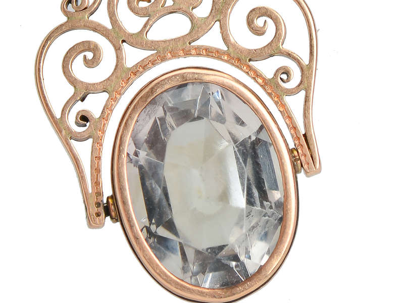 Antique Rock Crystal Spinner Fob Pendant