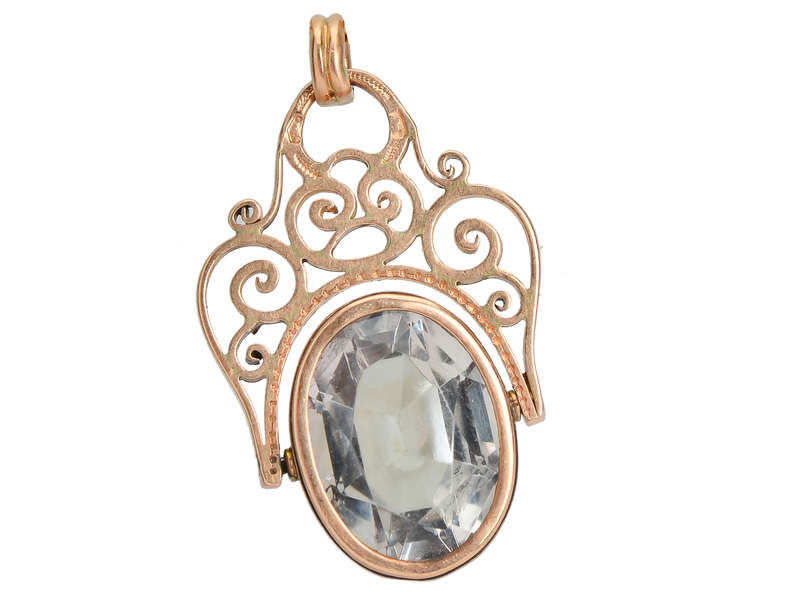 Antique Rock Crystal Spinner Fob Pendant