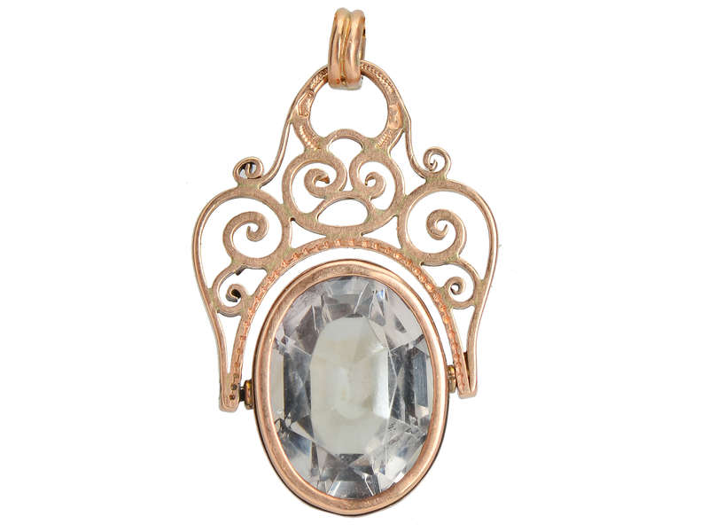 Antique Rock Crystal Spinner Fob Pendant