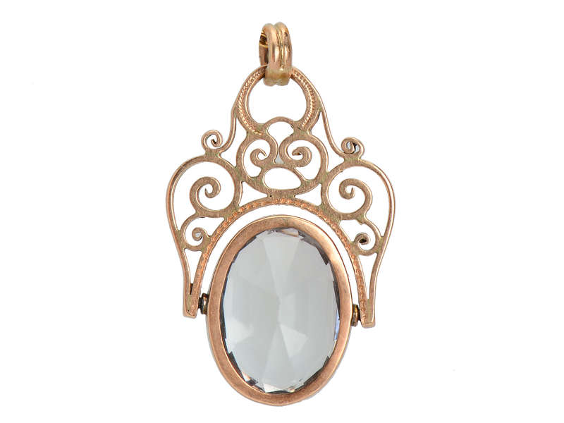 Antique Rock Crystal Spinner Fob Pendant